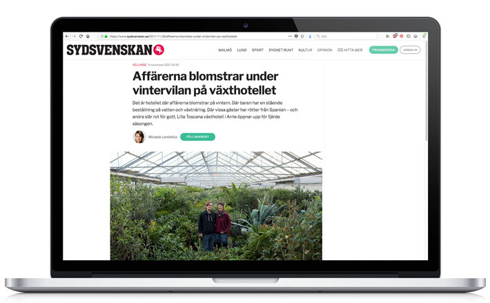 sydsvenskan reportage lilla toscana växthotell